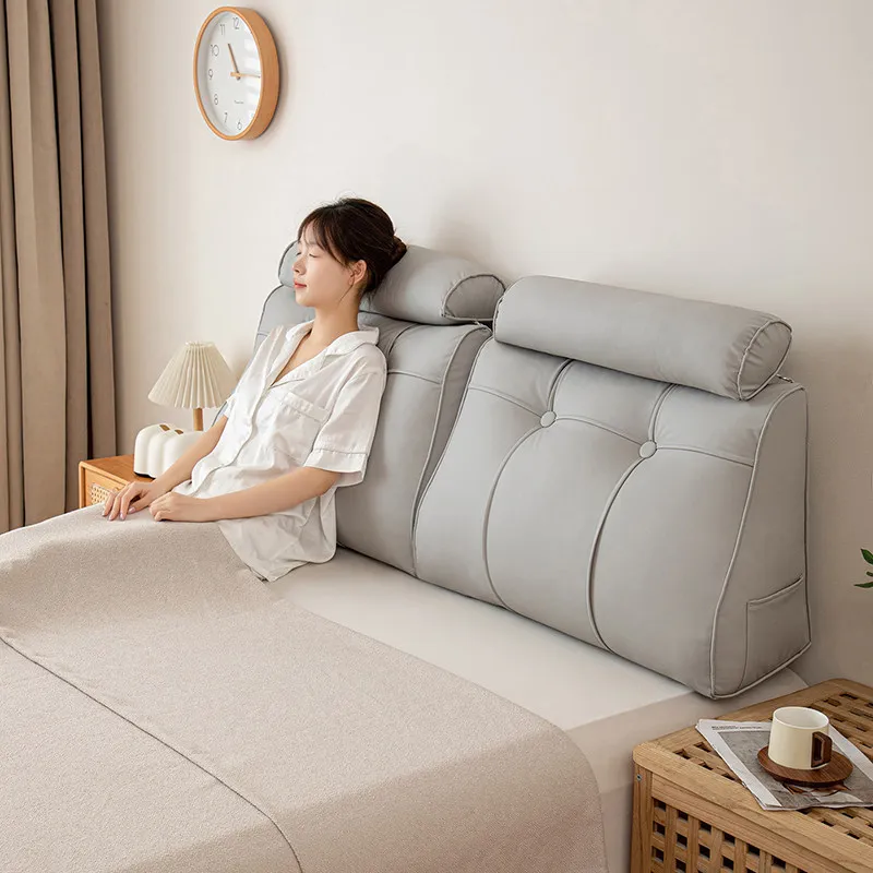 Queen/King Size Head Roll Pillow Bed Wedge Pillow Large Bolster Bed Rest Reading Pillows Triangular Headboard Pillows Twin