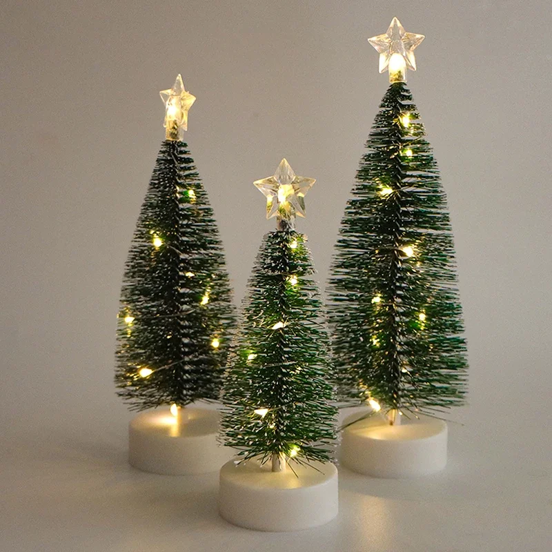 Luminous Mini Christmas Trees LED Lights Home Decoration Electronic Candles Childrens Gifts New Year Christmas Party Ornament