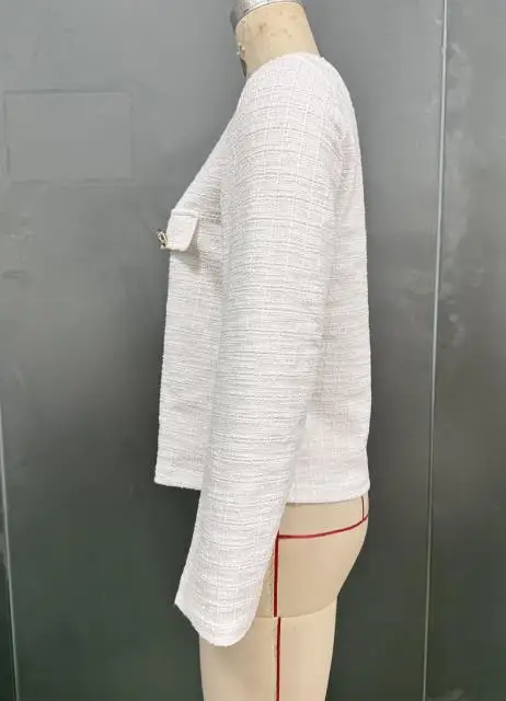 秋らしい無地のラウンドネックボタンアップショートジャケット、エレガントな社交界スタイルと小さな香りの漂う気質を備えたショートジャケット