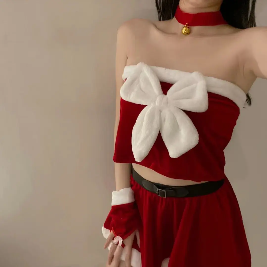Klasyczna sukienka świąteczna seksowny czerwony strój świąteczny święty mikołaj Cosplay kostium Rudolfa występ na imprezie sesja zdjęciowa nowy rok
