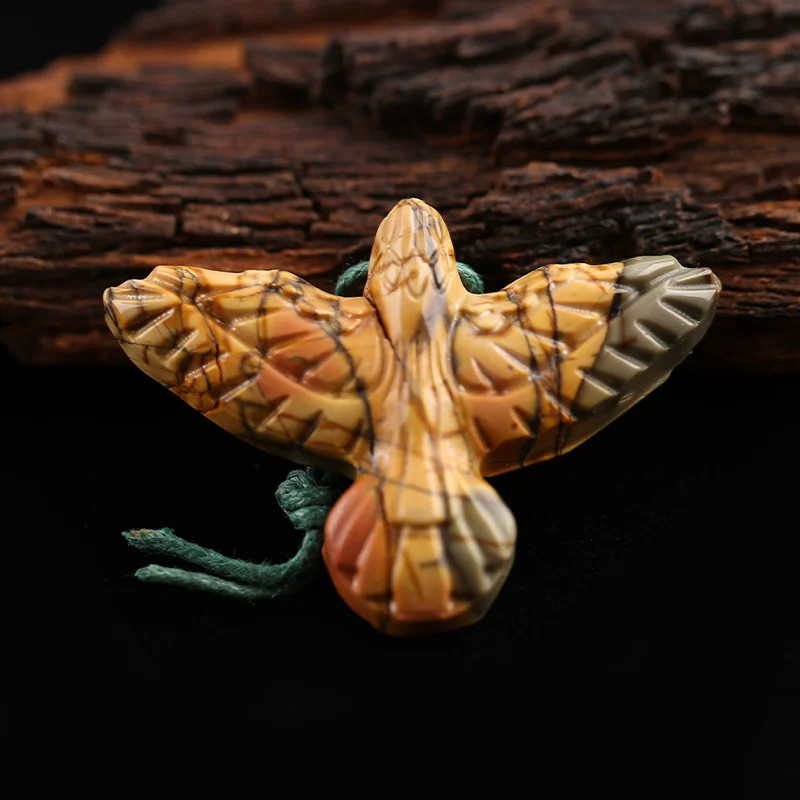 

Carved Eagle Pendant Natural Stone Multi-Color Picasso Jasper Fashion Pendant DIY Jewelry Making