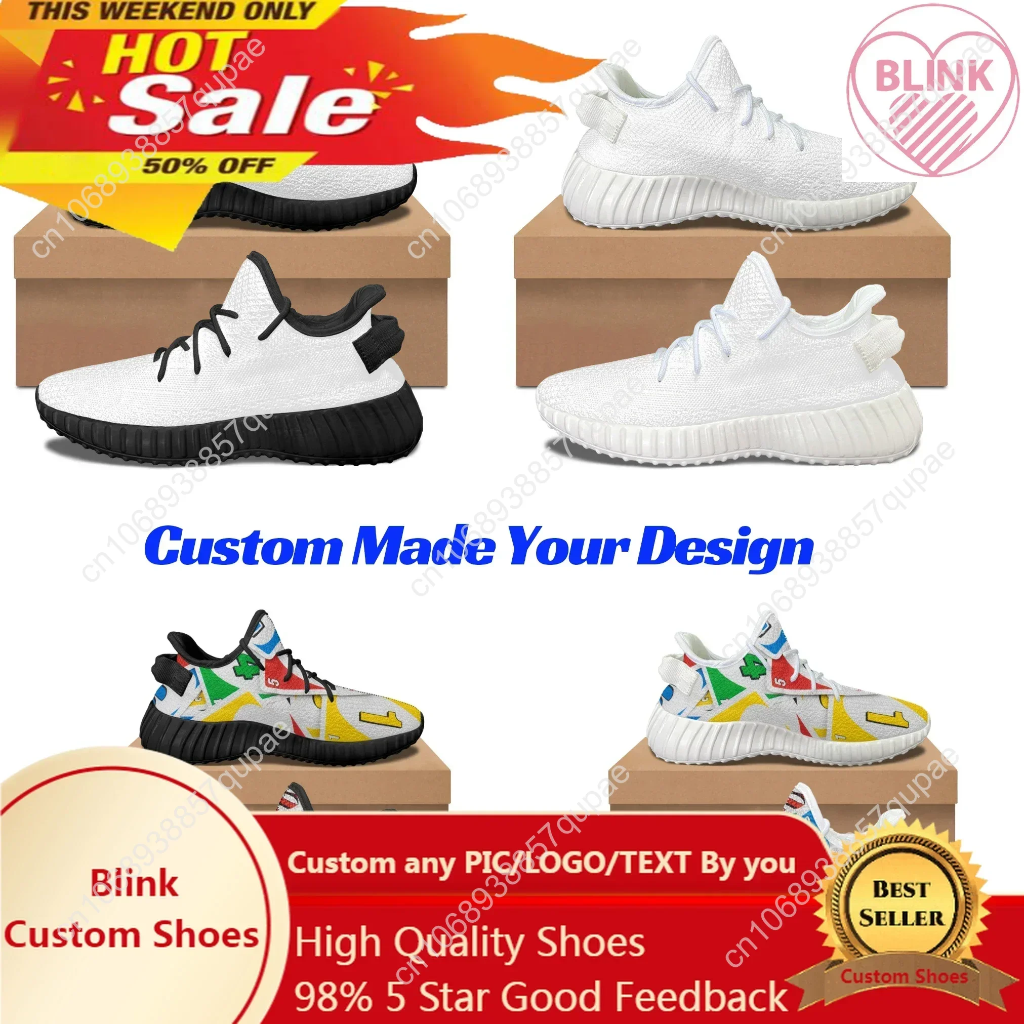 

Custom Made Subliminal Print Casual Sports Breathable Men Women Knitted Shoes Sneakers WK6