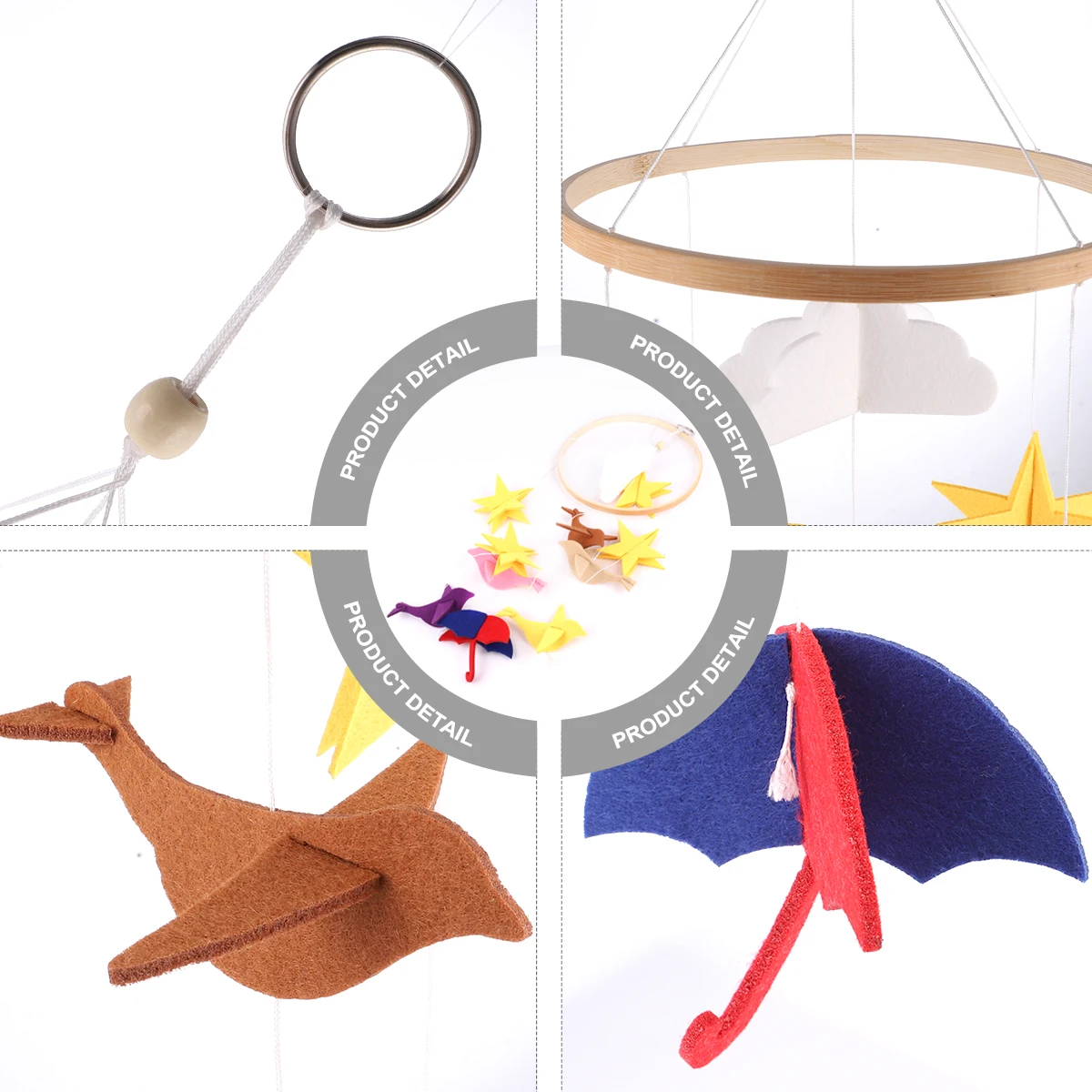 1pc Premium Ciondolo appeso Durevole 3D Carillon di vento Fascino Feltro Ornamento Decorazione della parete della camera dei bambini Leggero portatile Regalo per bambini