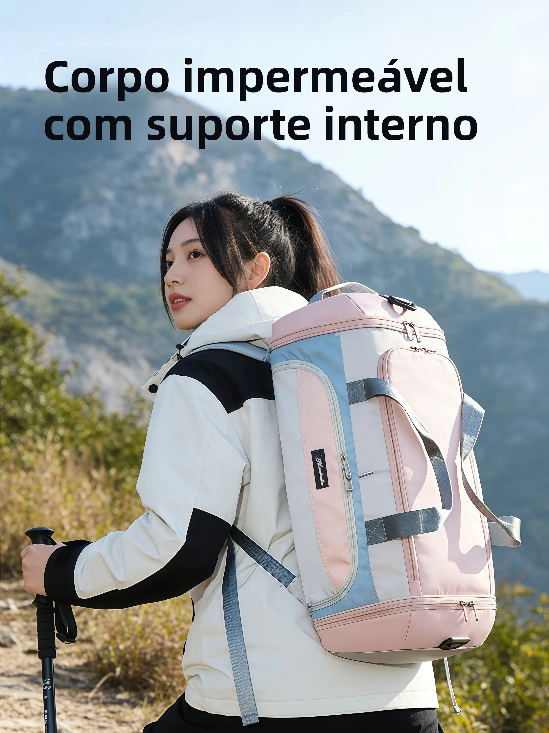 屋外用大容量防水女性用バックパック旅行ハイキングフィットネス用ウェットとドライの分離型ポータブル多機能登山バッグ