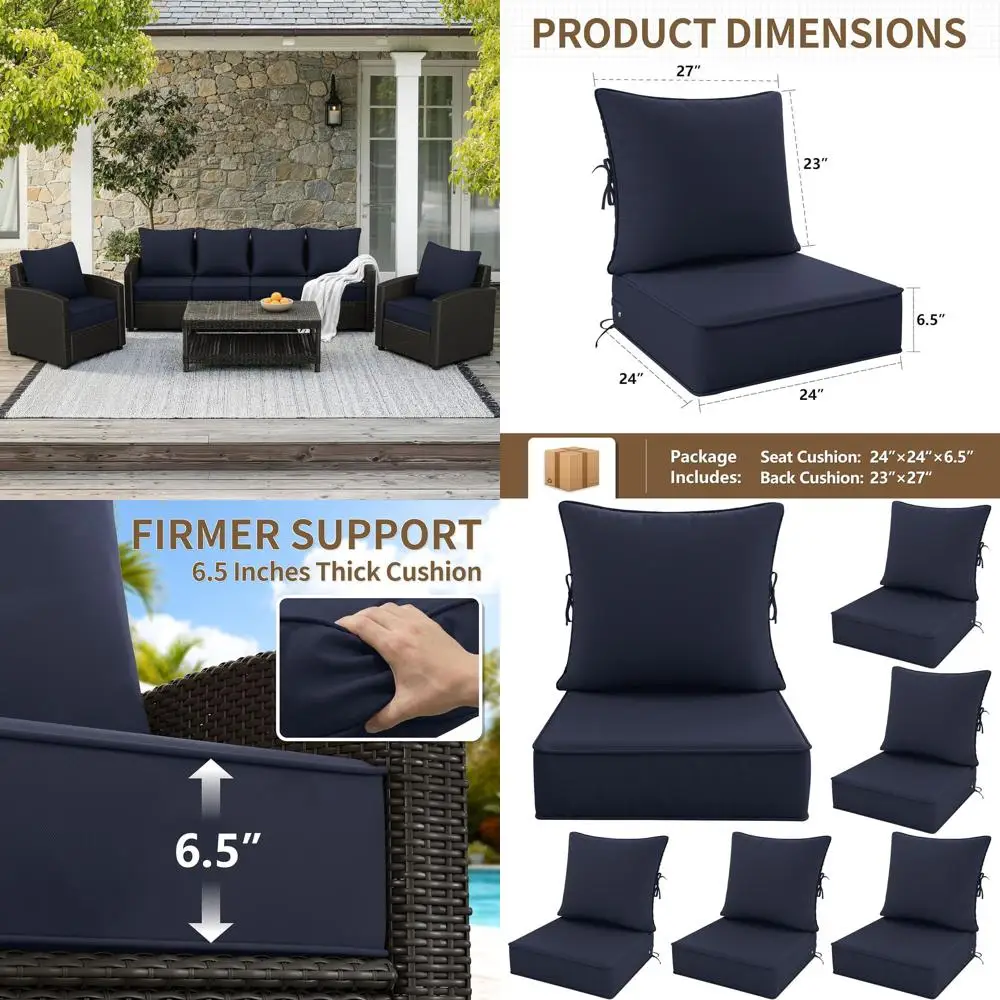 Set of Waterproof Outdoor Seat Cushions 24x24x6.5