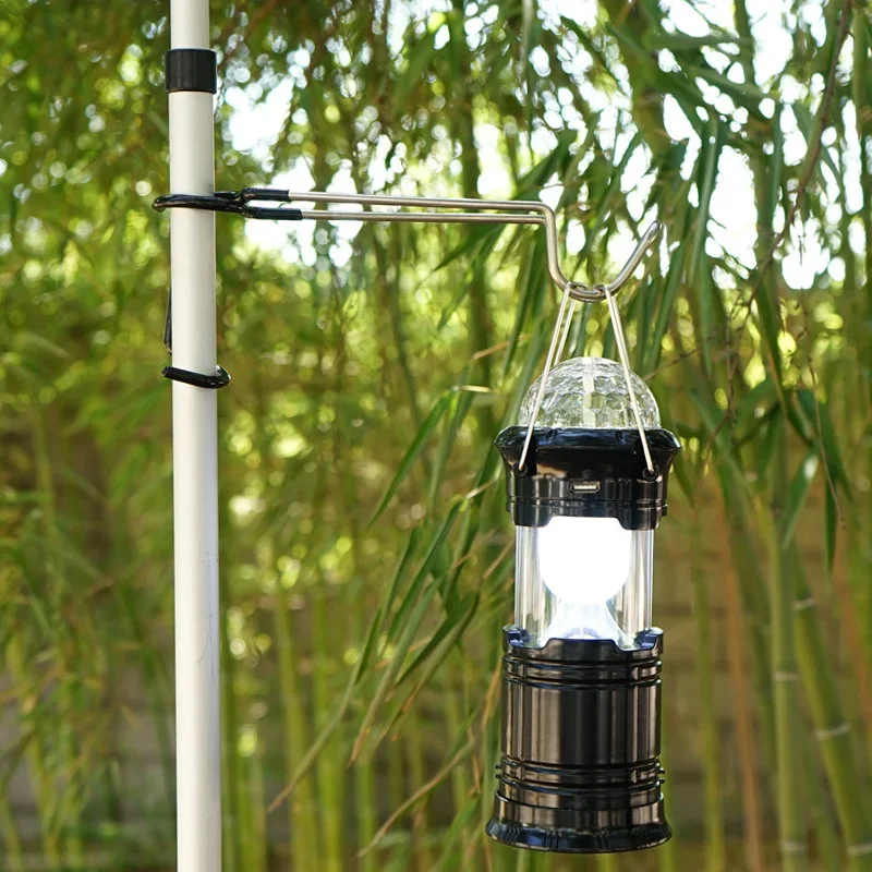 Portable Stainless Steel Light Stand Hook Outdoor Tent Pole Hanger Fishing & Camping Lantern Hook Camping Gear Accessories Tools