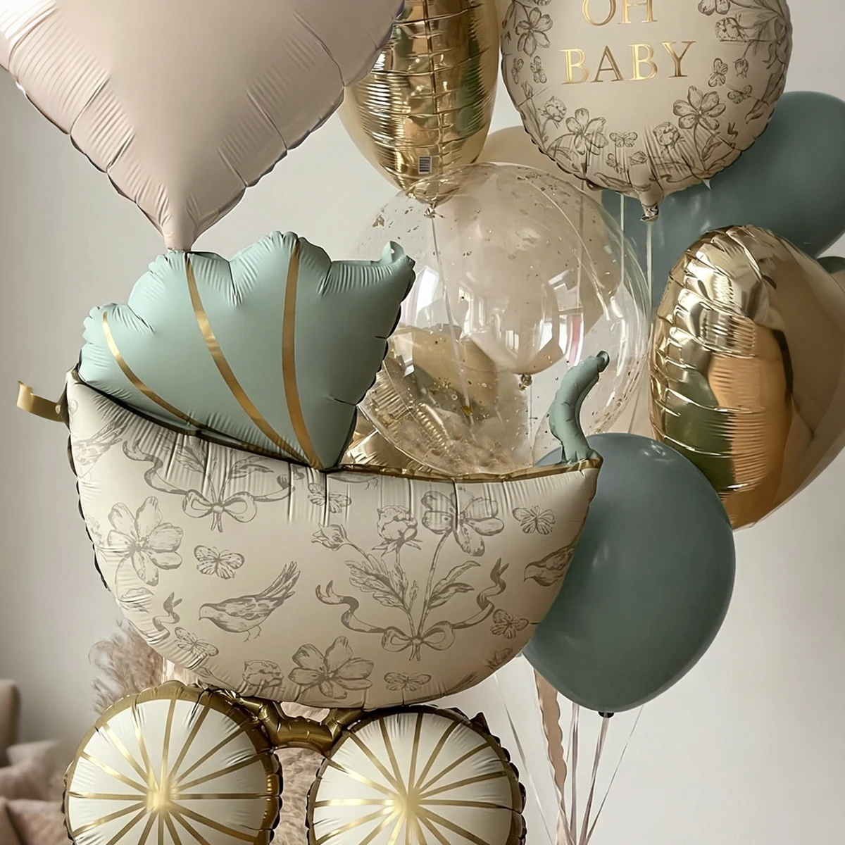 Blaues Trojan-Ballon-Set, Wiegen-Folienballon, extra großer weißgoldener herzförmiger Ballon, für Geburtstagsfeier, Babyparty-Dekoration – Detail 4