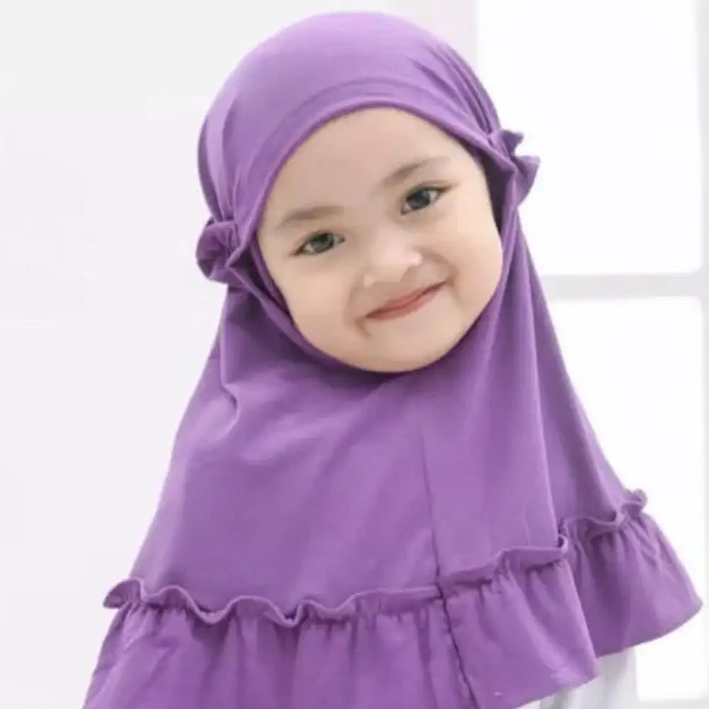 One Piece Amira Islamic Under Scarf Shawls Kids Muslim Turban Fit Headwear Hijab 2-6 Years Girls Hats Wrap Lace Caps Rhines L7O6