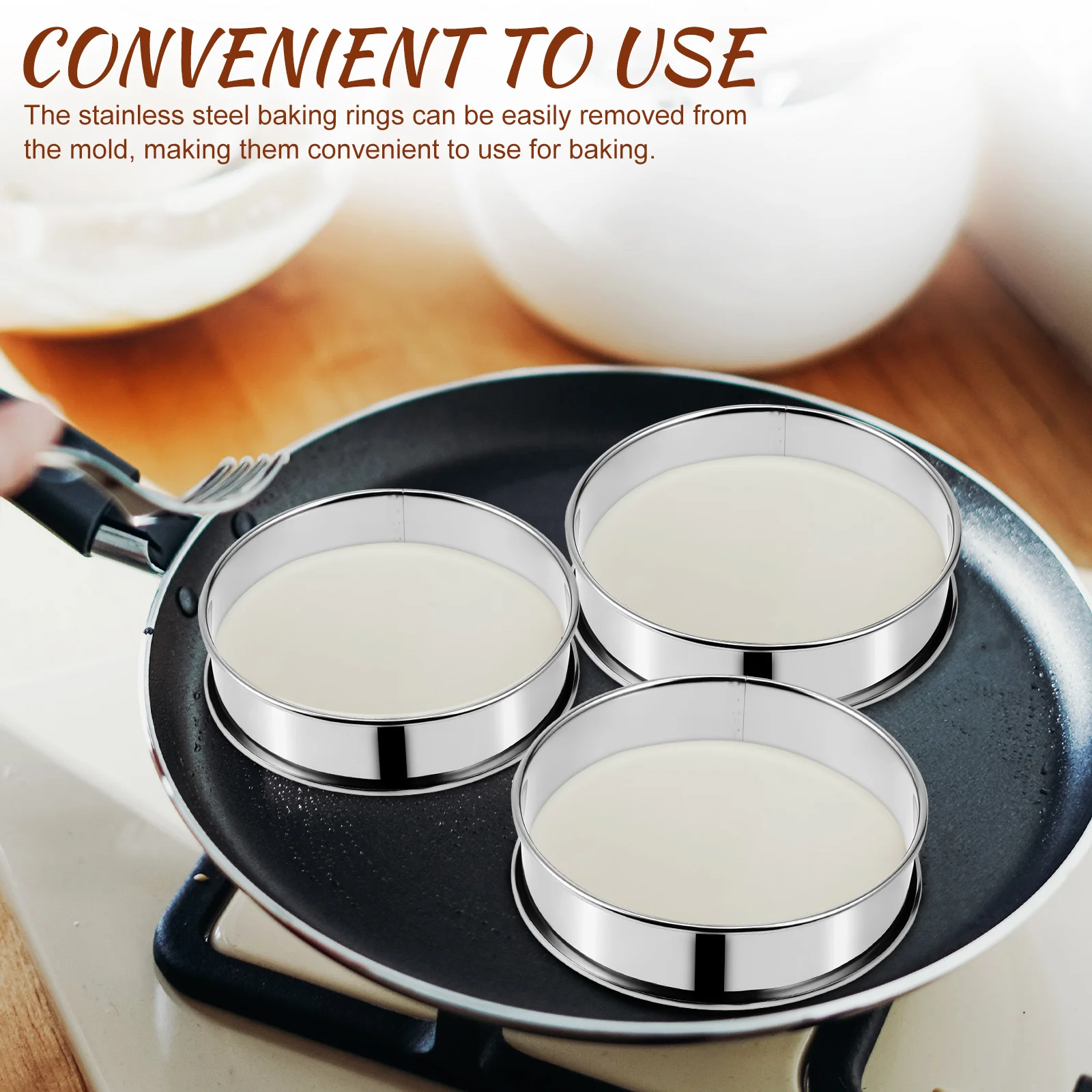 

10 pcs Stainless Steel Crumpet Rings Baking Mold Muffin Ring For Eggs Cookies Tarts Pancake Baking Supplies Cooking Accessories