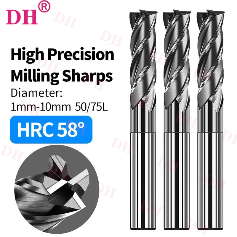 

Milling Cutter Hrc55 4-Flute Endmill Alloy Tungsten Steel Cnc Maching Top Milling Machine Tools For Steel 1.0mm-20.0mm CNC tools