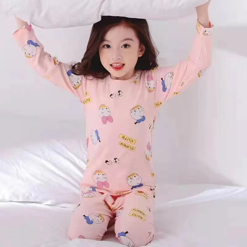 Disney Cartoon Frozen Children's Sleepwear Set Girls Boys Long Sleeve Pajamas Elsa Spider-Man Autumn Sleepwear Set