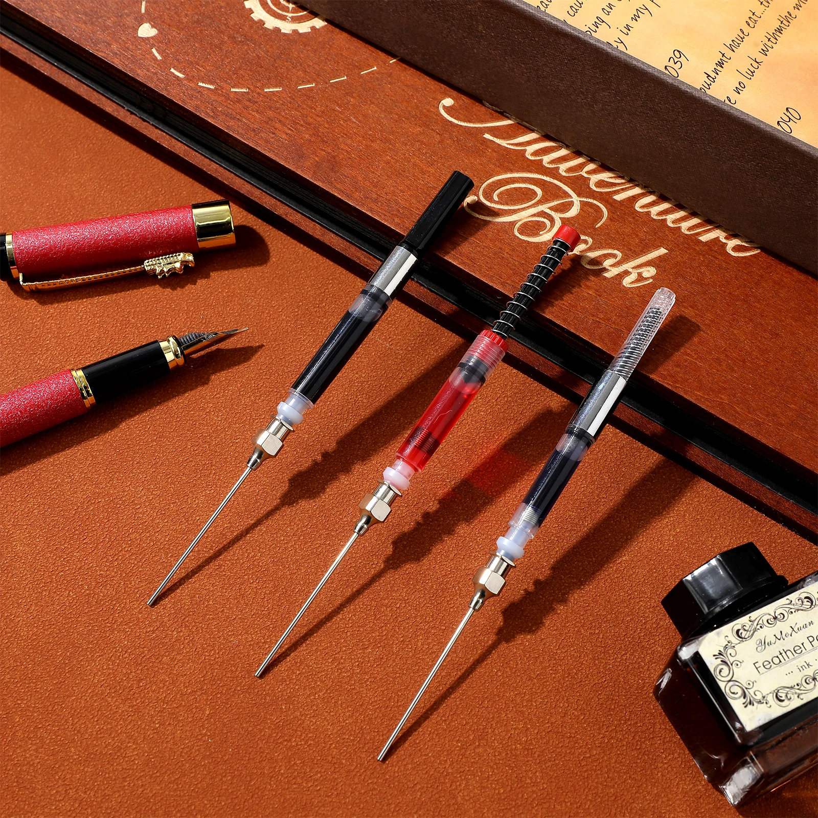 

3pcs Fountain Pen Converter 2.6mm 3.4mm Spring Filler Auxiliary Premium Lightweight Easy Clean Steel Pen Ink for Student