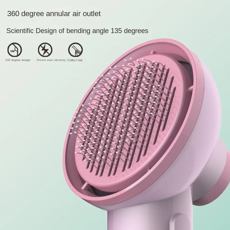 Pet Blow Dry Comb Hot Air One Touch De-shedding Comb Hair Blow Clean All in One Dog Cat Blow Dry Grooming Comb