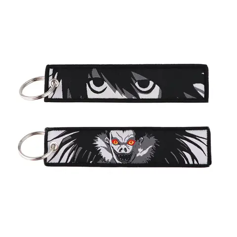 Japanese The Death Note Double sided Embroidery Key Keychains Car Key Chains Keyring Accessories