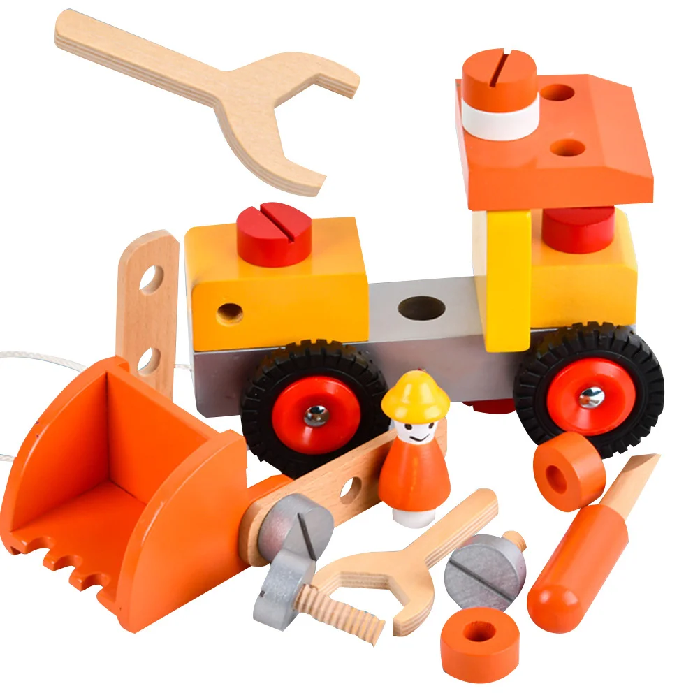 

Kids Construction Excavator Educational Assembled Wood Engineering Vehicle Children Disassembly Assembly Plaything