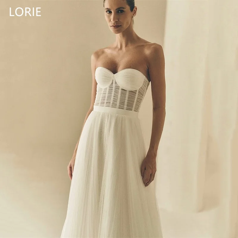 LORIE Spun Yarn Wedding Dresses Backless A-Line Strapless Illusion Pleat Bridal Gown Floor-Length Bride Gowns 2025 Customized