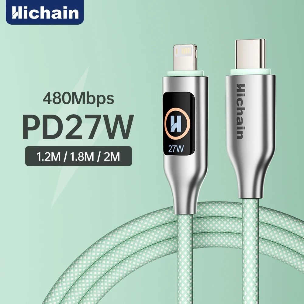 PD27W MFi Certified USB C To Lightning Fast Charging Cable For iphone8-14 Series Nylon Braided Data Cord For Ipad 1.2/1.8/2M