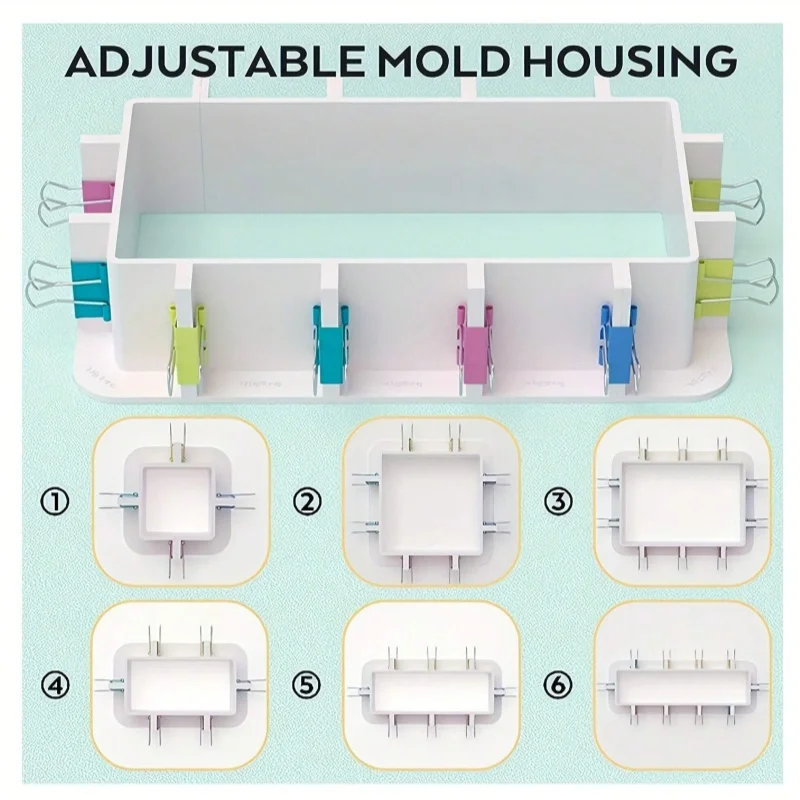 إطار شل قالب قابل لإعادة الاستخدام وقابل للتعديل، مجموعة تصنيع قوالب راتينج السيليكون، قالب صابون الشموع مع الموثق، أداة المجوهرات
