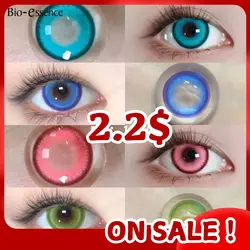 Bio-essence-lentes de contacto de 2 piezas, lentillas de colores con grado de uso anual, color rosa, Cosplay, verde, pupilas, azul