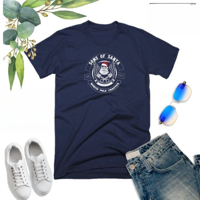 أبناء سانتا تي شيرت القطب الشمالي الفصل دراجة نارية نادي MC سانتا كلوز مضحك عيد الميلاد عيد الميلاد عيد الميلاد المشجعين هدية الرجال المحملة الأعلى #6