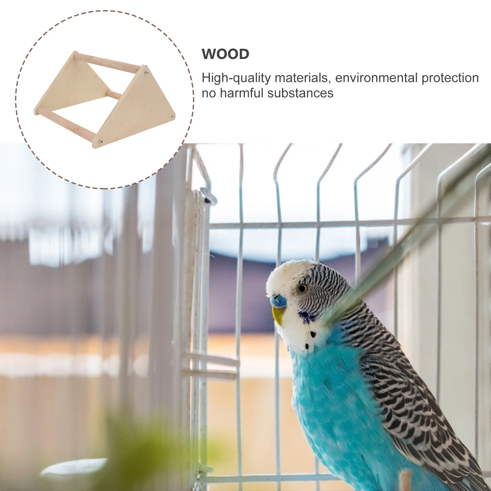 

1Pcs Parrot Standing Rack Wooden Triangular Stable Bird Stand Shelf for Pet Bird Cage Accessory Chick Stand Shelf