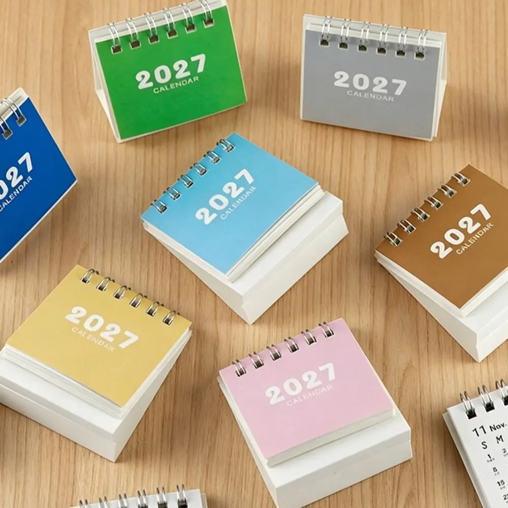 New Mini 2027 Desk Calendar Double Coil Standing Base Mini Calendar Standing Calendar Home Office