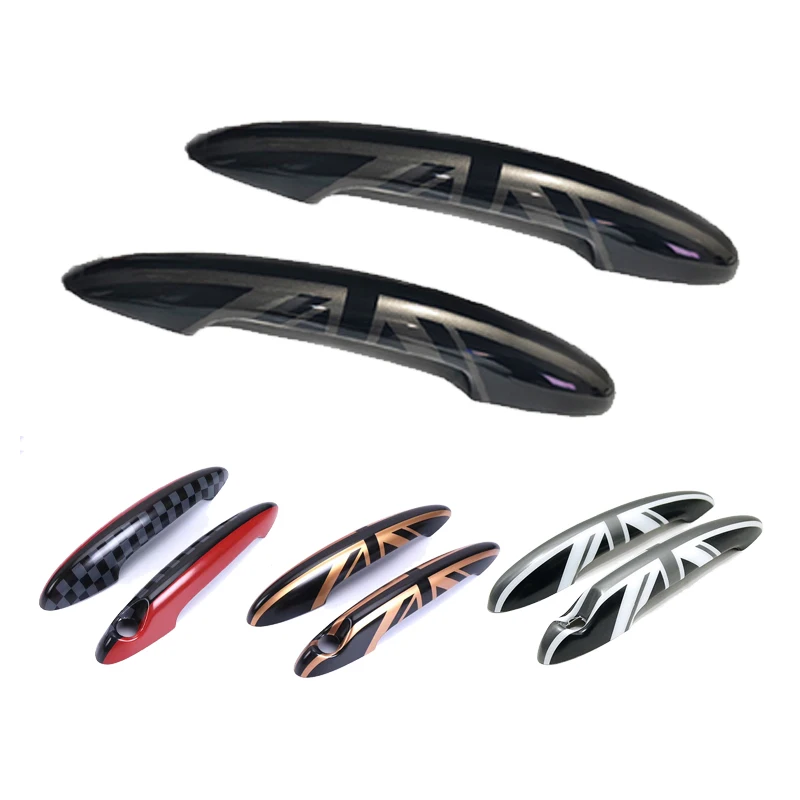 Black Union Jack Car Door Handle Cover Stickers For MINI Cooper S R50 R52 R53 R55 R56 R57 R58 R59 R61 Countryman Paceman Clubman