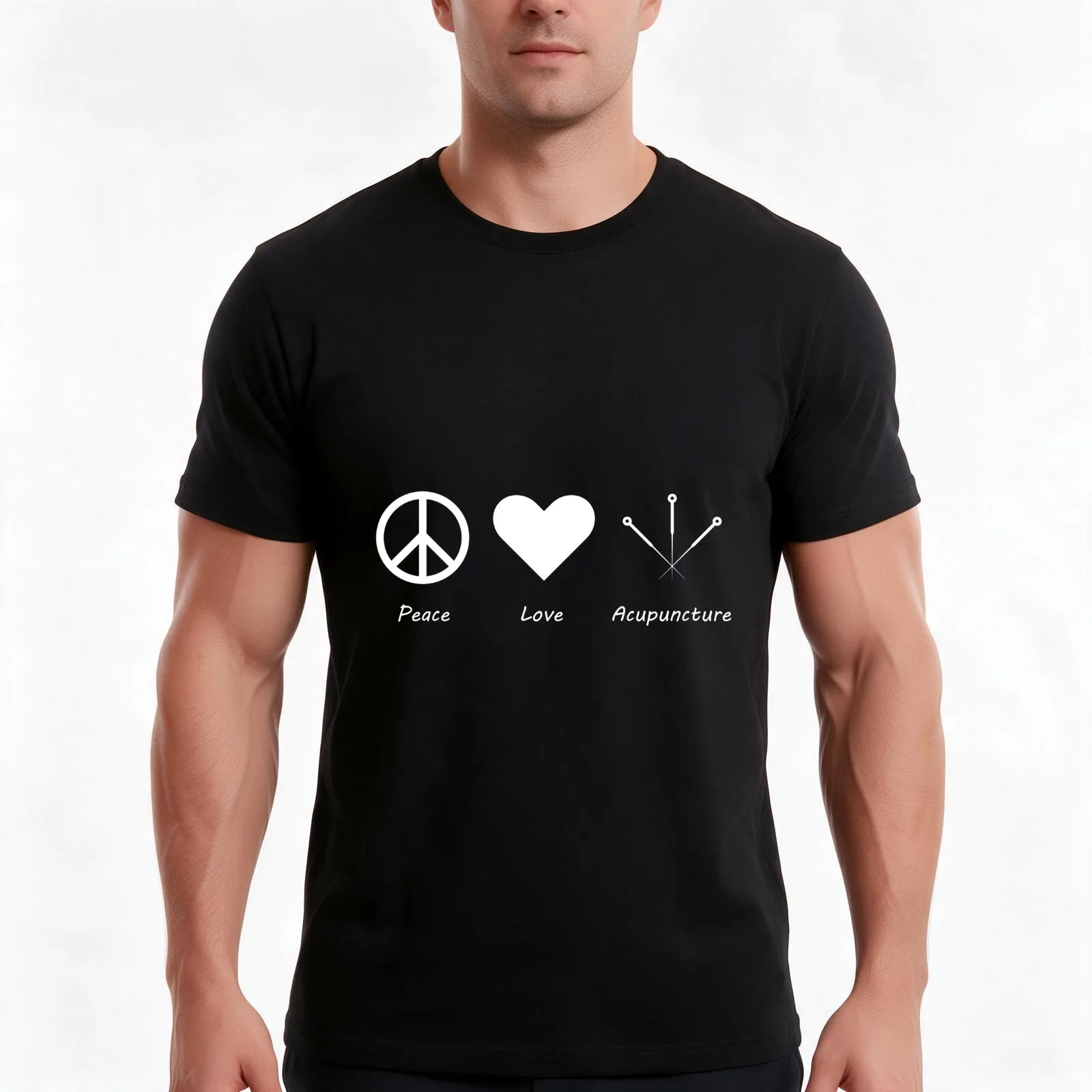 Peace, Love, Acupuncture. Perfect acupuncture gift for T-Shirt, Novelty Saying Tshirt, Soft Cotton Crew Neck Everyday Top
