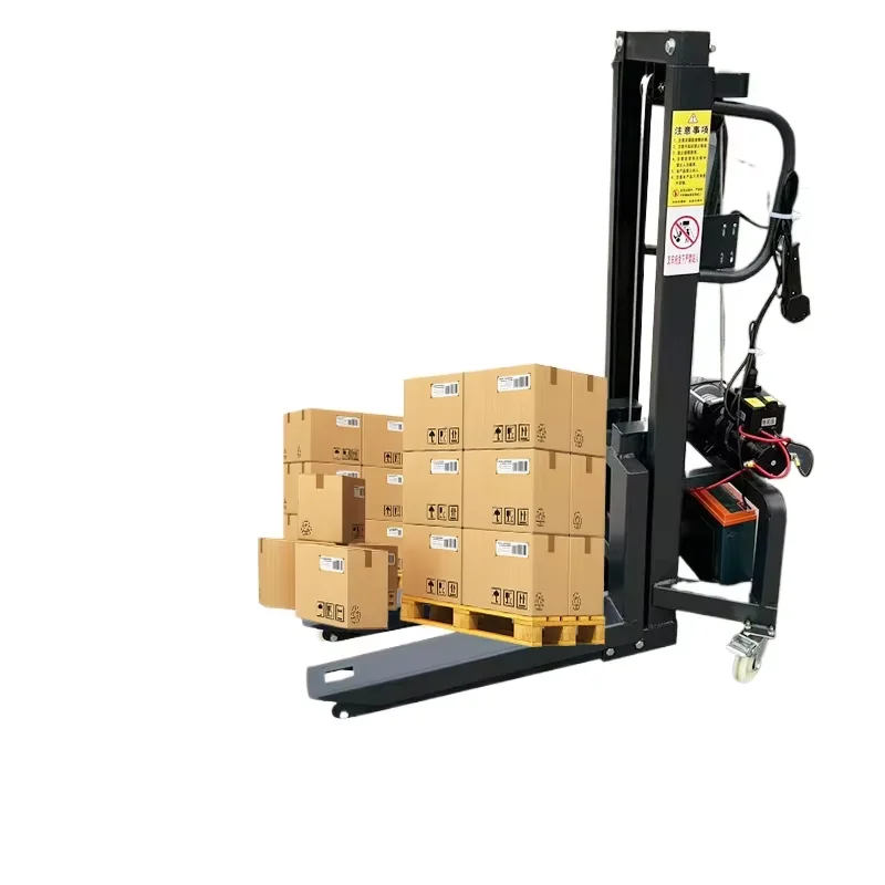 300kg Electric Forklift 1.6m Lifting Self-Loading Pallet Stacker Battery Powered for Construction Handling Use
