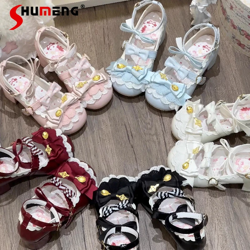 

Japanese Original Lolita Mid-Heel Cute Sweet Shoes Japanese Versatile Round-Toe Single Shoes Women's Mid Heel Pumps For Ladies
