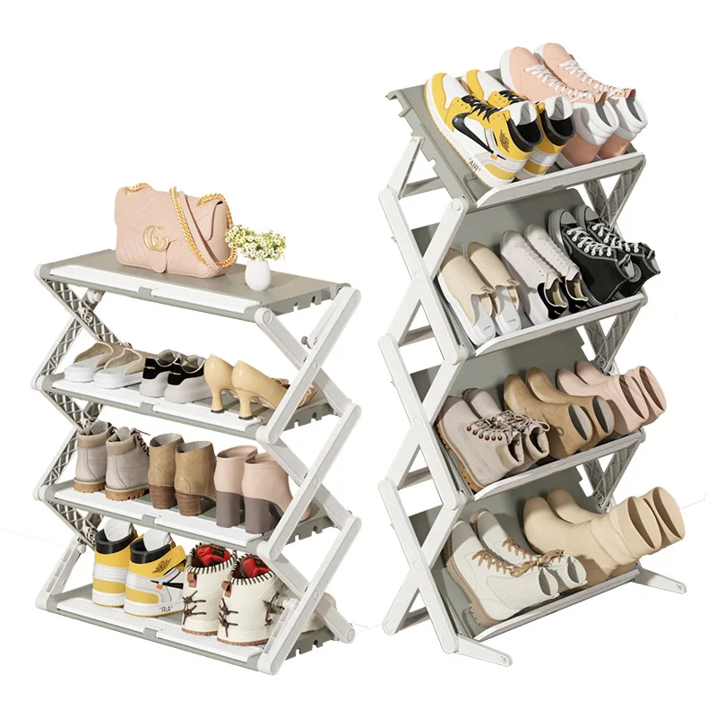 

Household Shoe Rack Entry Rack, Plastic Seam Shoe Rack Folding One Piece From Approval, Installation-free Foldable Rack