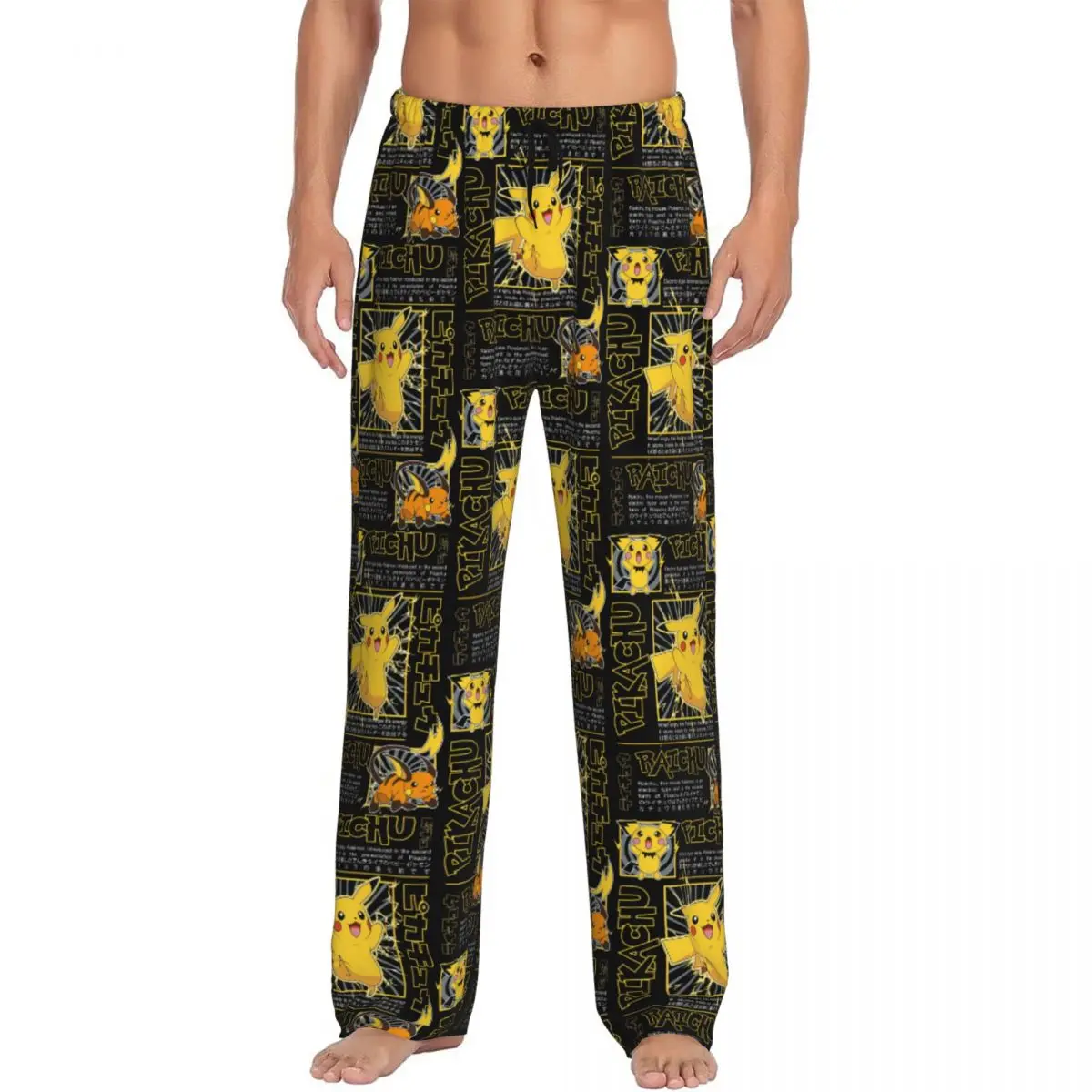 

Мужские пижамные штаны с принтом Покемон Пикачу, милые, с забавным мультяшным рисунком, для сна, с карманами