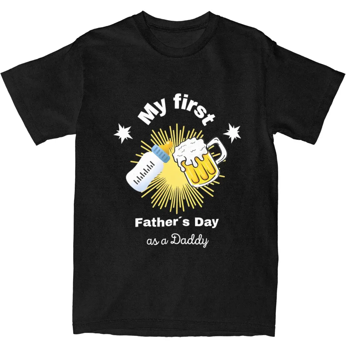 First Father S Day Without Dad T-Shirt Male Vintage Cotton T Shirts Summer Breathable Fashion Tees Custom Logo Oversize Tops