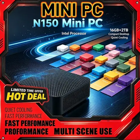 Intel Core N150 Mini PC 16GB 2TB Multiple Color Quiet Cooling Windows 11 Compact Desktop Computer for Office Gaming Home