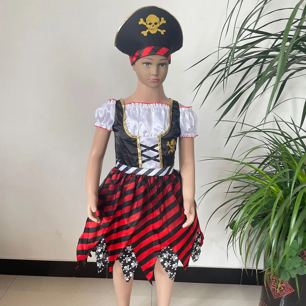 

Children's Christmas Cosplay Halloween Costumes Caribbean Pirate Role-playing Outfit Girls' Pirate Dress Kids Purim Fancy Dress