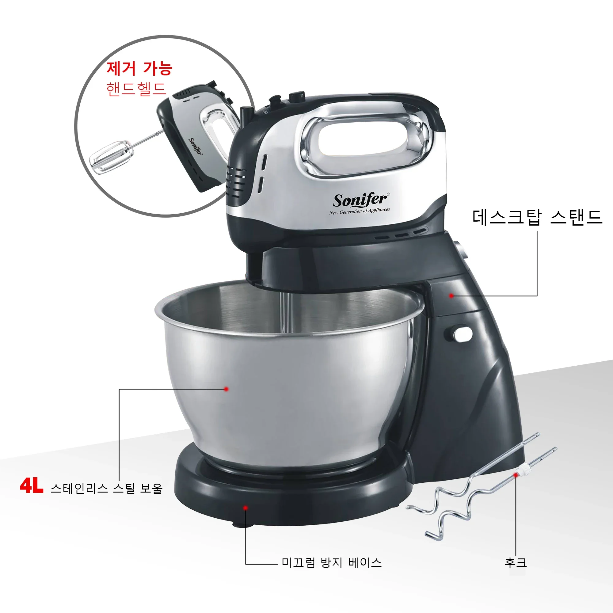 Mikser stojący Profesjonalna pomoc kuchenna maszyna szefa kuchni 250W Blender do żywności Trzepaczka do śmietany Miksery do ciasta z miską 3L Charm