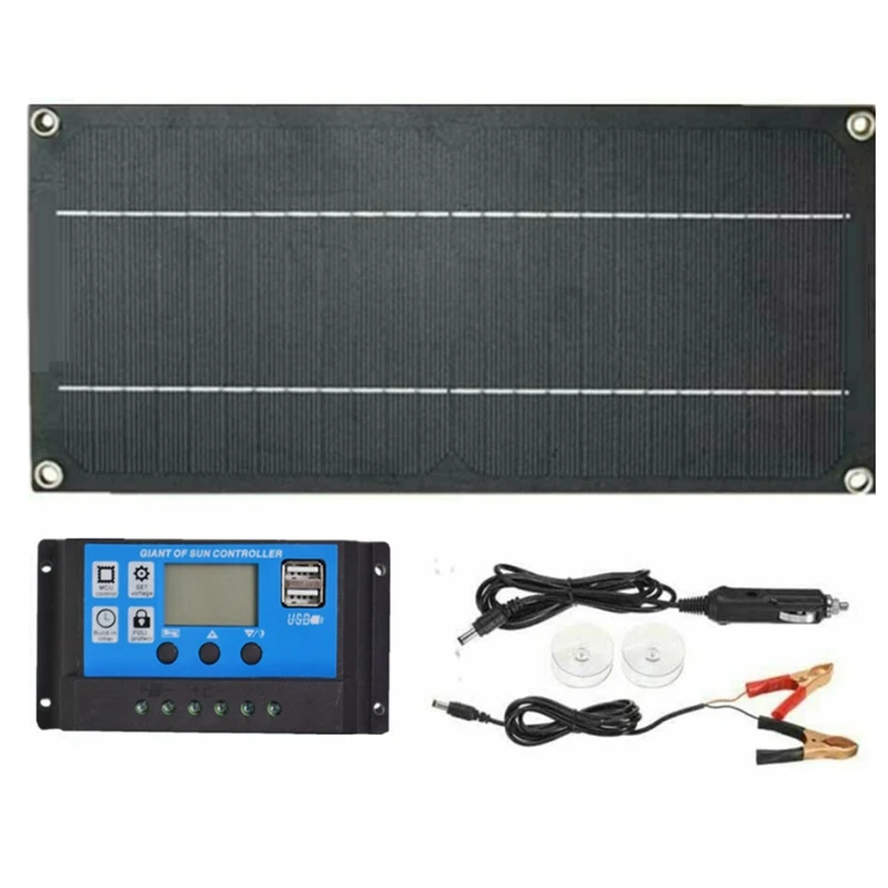 20W Solar Panel Kit 18V Battery 100A PWM Charger Controller For Car RV Caravan Portable Solar Cells Charger System