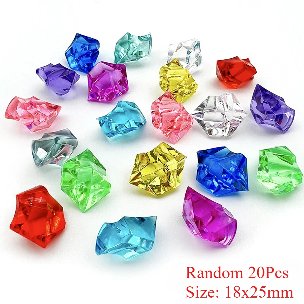 20Pcs Multicolor Acrylic Crystal Diamonds Gems Fake Crushed Ice Rocks Fish Tank Vase Fillers Home Wedding Birthday Decoration