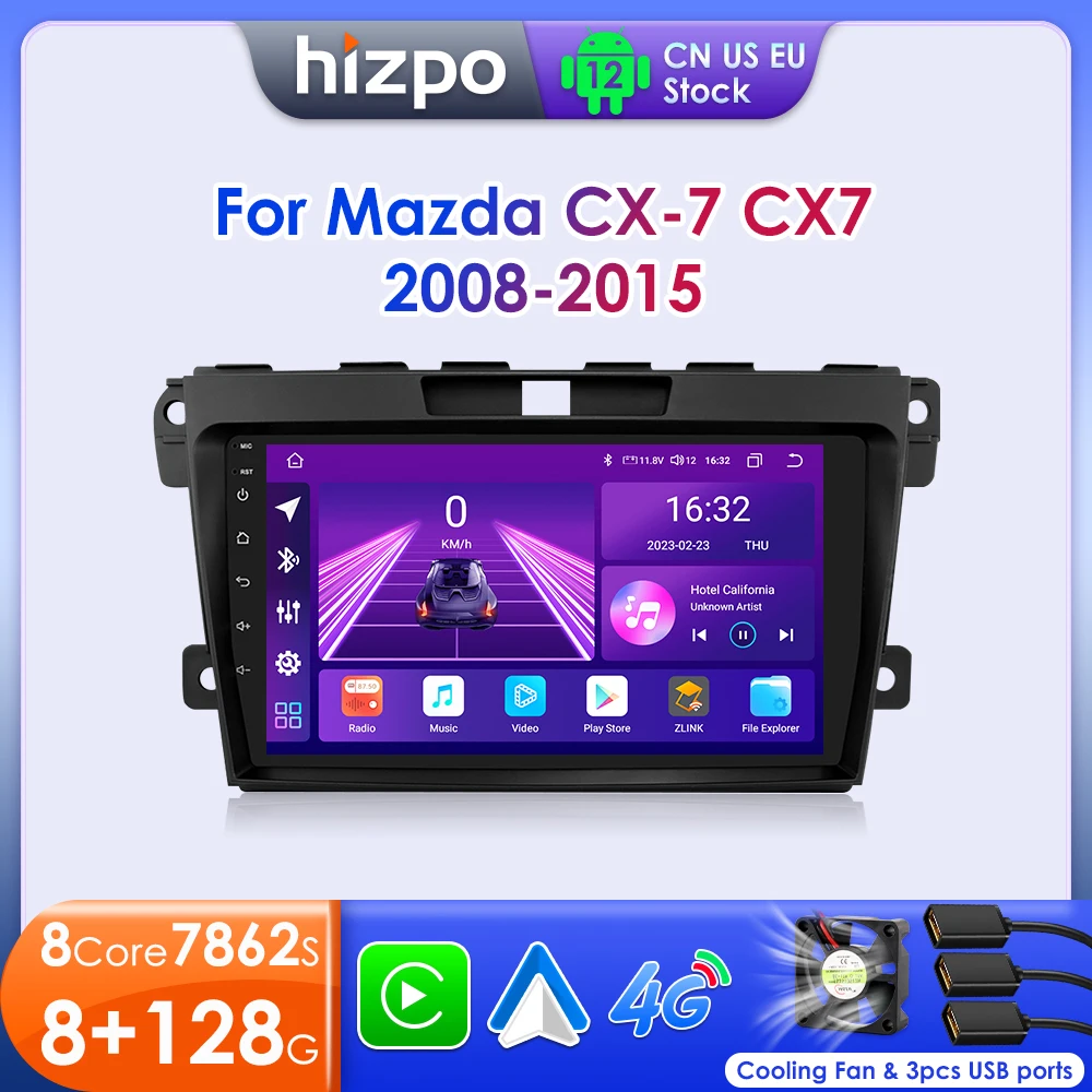 

Hizpo 2 DIN Radio For Mazda Cx-7 CX7 2008-2015 Car Android Multimedia Player Autoradio Carplay GPS Stereo Head Unit 7862 8+128G