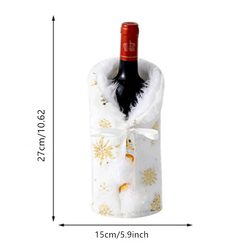 1pc Christmas Red Wine Bottle Covers Bag Plush fabrics Holiday Santa Claus Champagne Bottle Cover Christmas Decorations For Home