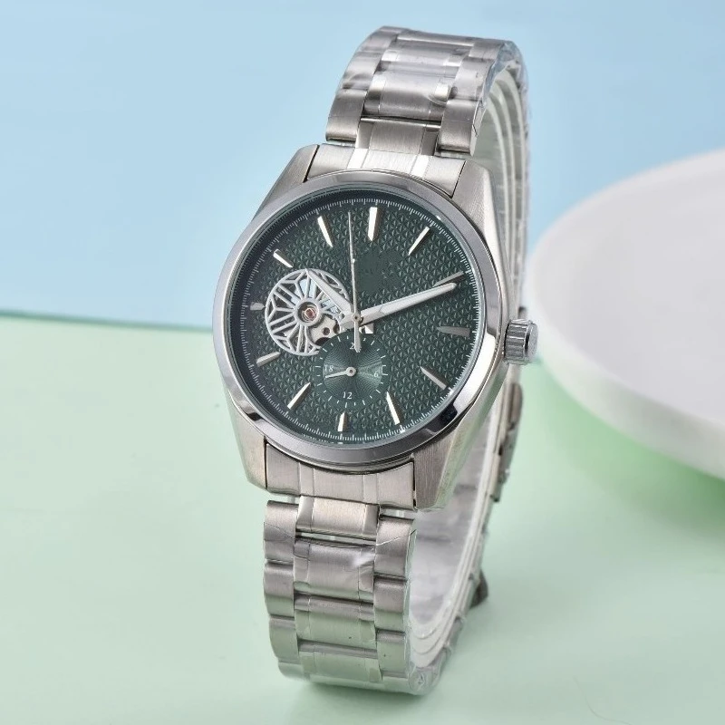 2025 ساعة ميكانيكية أوتوماتيكية فاخرة للرجال سوار فولاذي غير قابل للصدأ كريستال الياقوت مقاوم للماء 100 متر مضيئة الهيكل العظمي الهاتفي