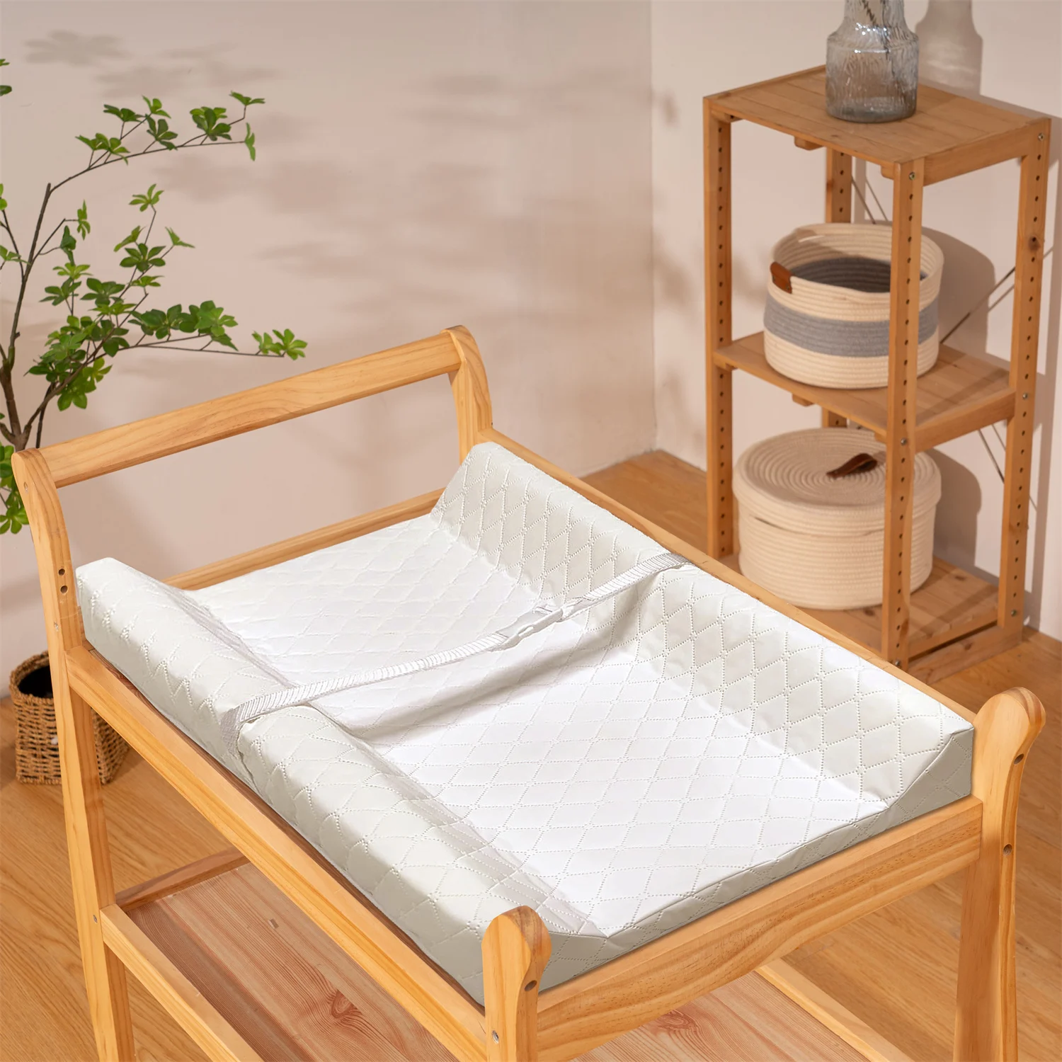 

Baby Basics Non-Slip Infant Changing Pad – Water Resistant Cover, Compatible with Standard Changing Pad Covers and Dressers