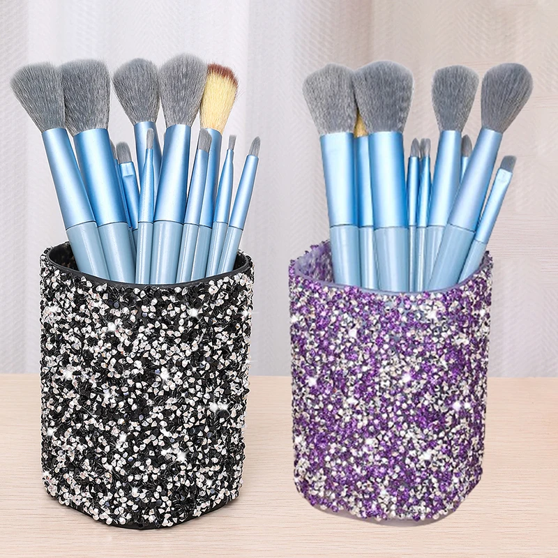 Fashion Women Sparkling Makeup Brush Bucket Cosmetic Storage Pen Box Makeup Brush Container Home Storage Box