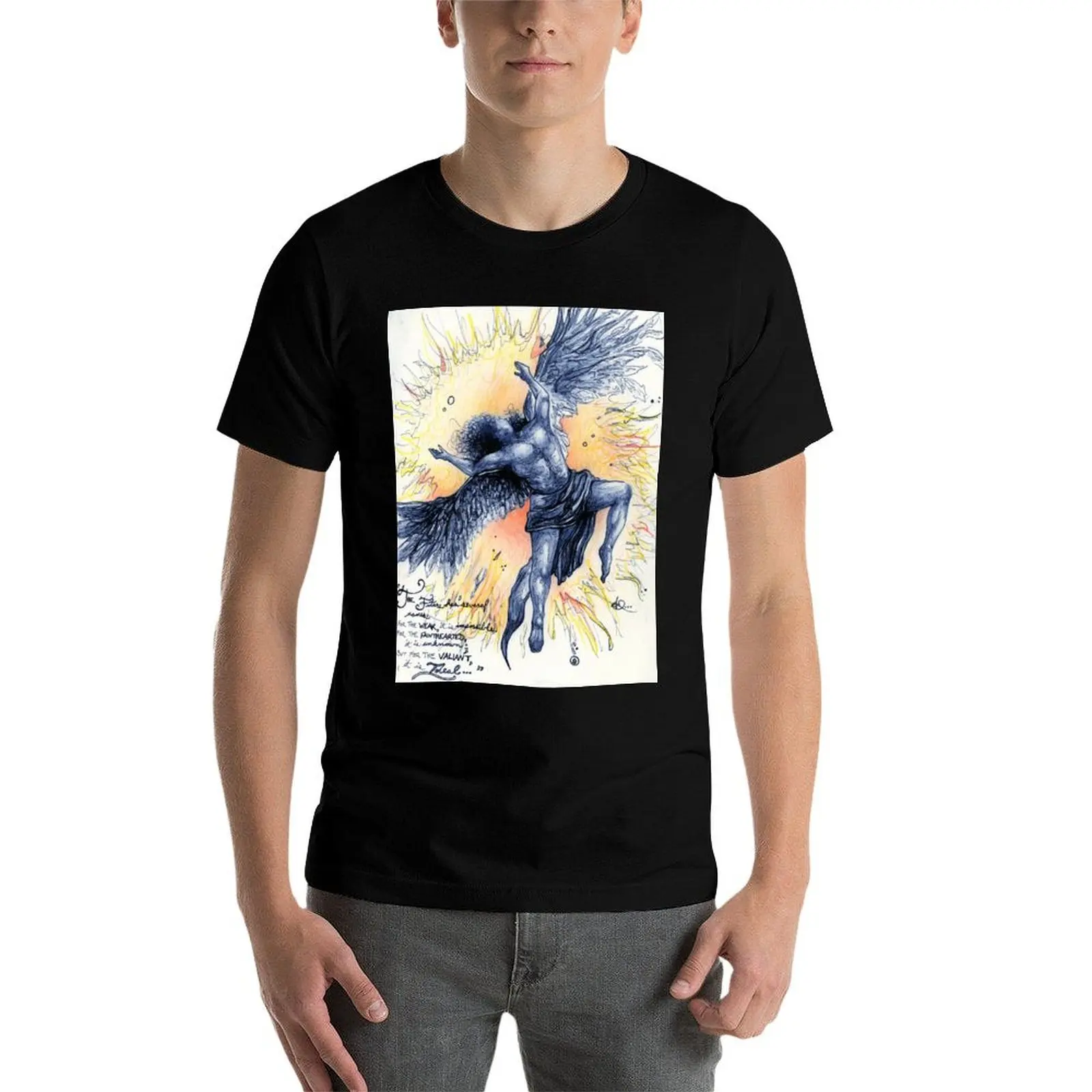 تي شيرت Icarus قطن تي شيرت رجالي تي شيرت رجالي 100% قطن ماركة فاخرة تي شيرت رجالي جرافيك تي شيرت #5