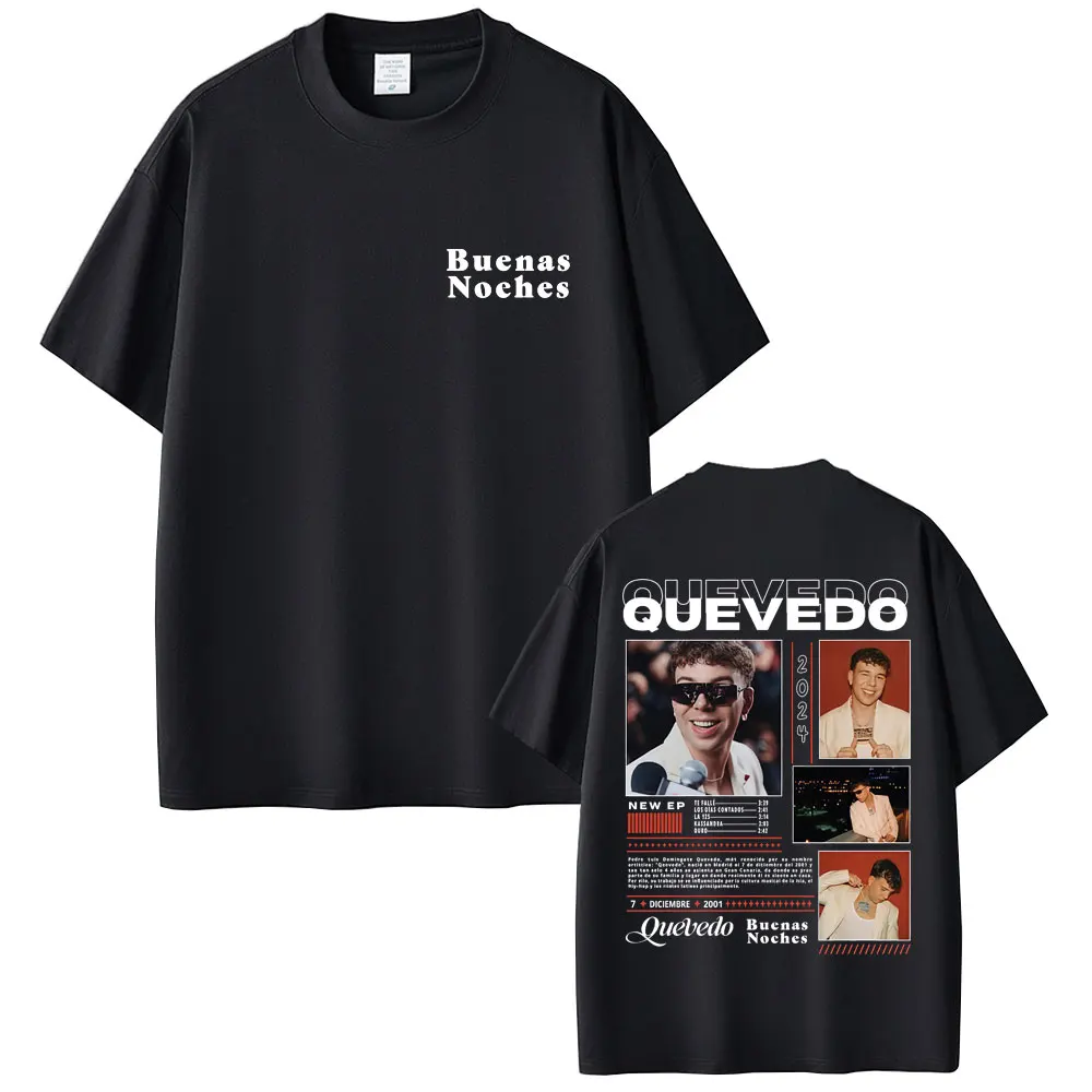 

2025 Fashion Rapper Quevedo Buenas Noches T-shirt Men Women Hip Hop Fashion Street Crewneck T Shirts