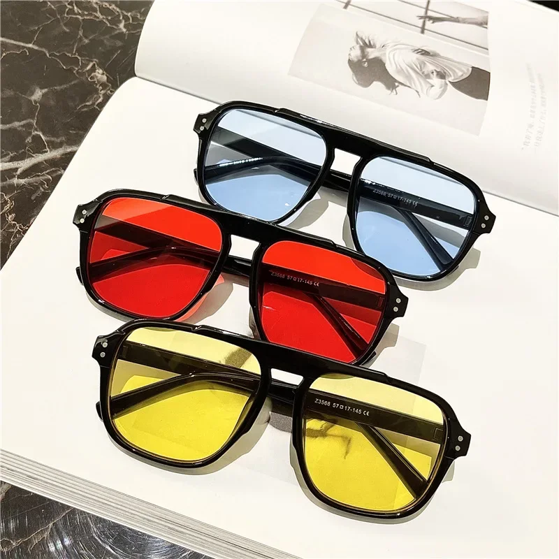 

Vintage Brand Square Shades Men Oversized Frame Sunglasses Classic Driving Cycling Sport Sunglasses UV400 Eyewear Trendy Glasses