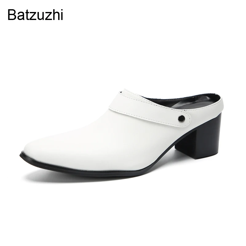 Batzuzhi New Design Men's Shoes White & Black High Heels Leather Dress Shoes Men Party Zapatos Hombre, Big Sies 38-46!