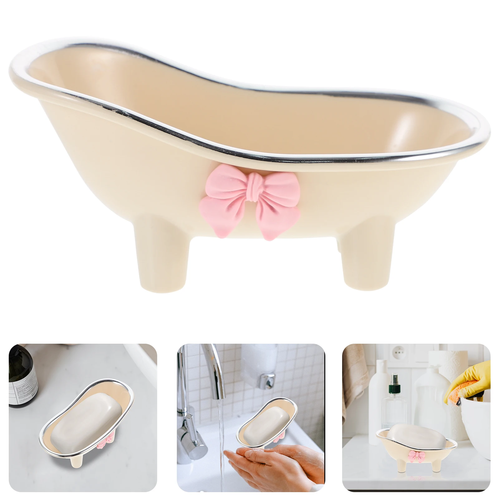 

Bathtub Shaped Dish Abs Lightweight Compact Storage Dish For Bar Soap Shower Kitchen Small Soap Tray Dispenser Cases
