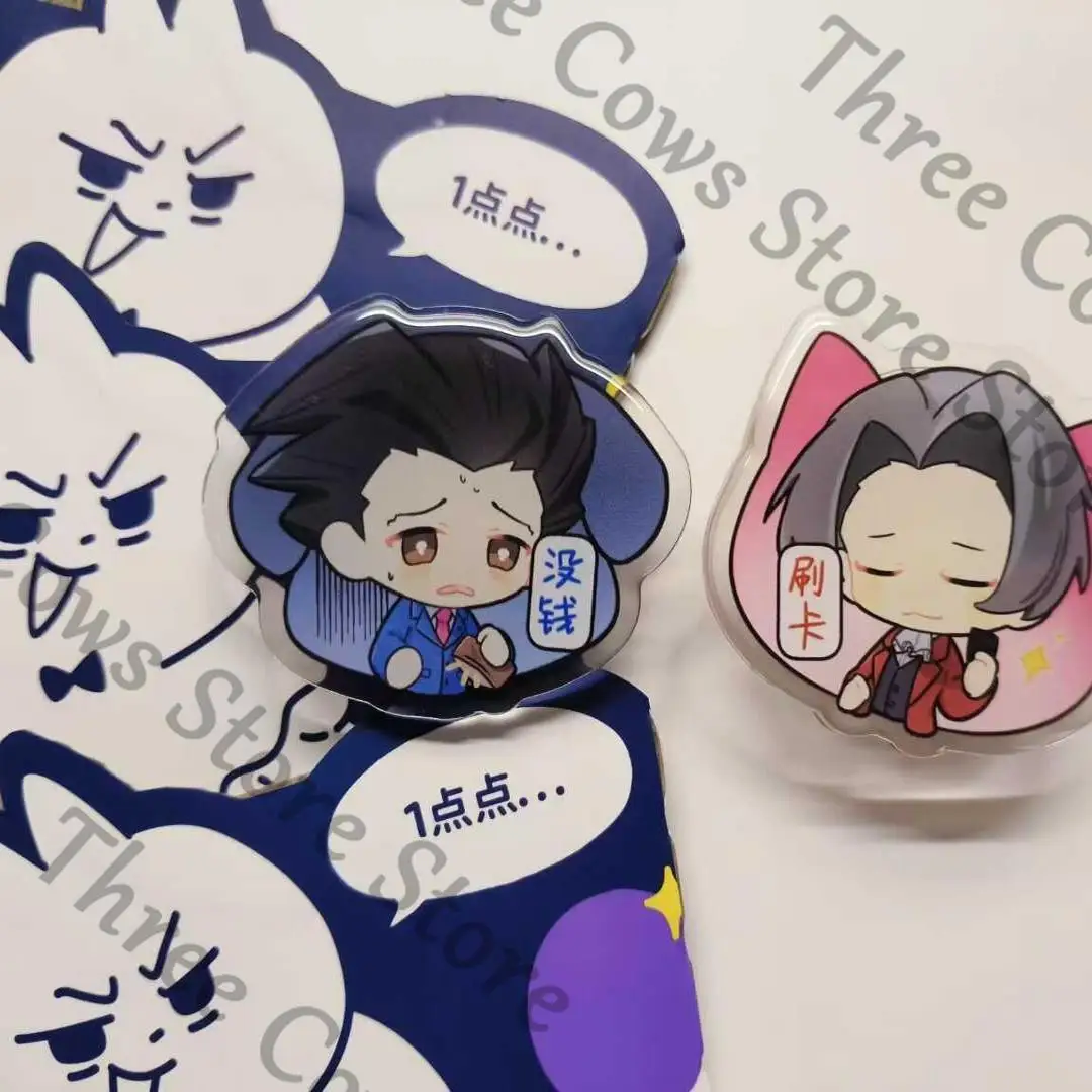 NEW Anime Ace Attorney Miles Edgeworth Phoenix Wright Cosplay Cartoon Acrylic Mobile Phone Support Mascot Air-bag Supports Gift
