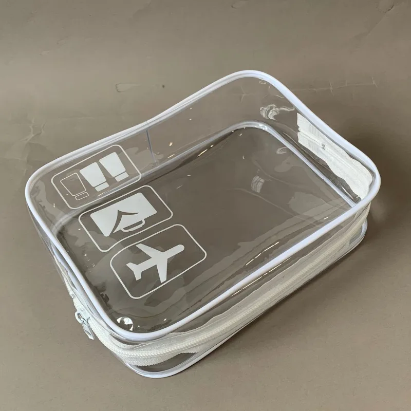 1 Buah Tas Rias Transparan Organizer Kosmetik Travel Kantong Rias Tas Pantai Portabel Tas Perlengkapan Mandi Tahan Air PVC dengan Ritsleting